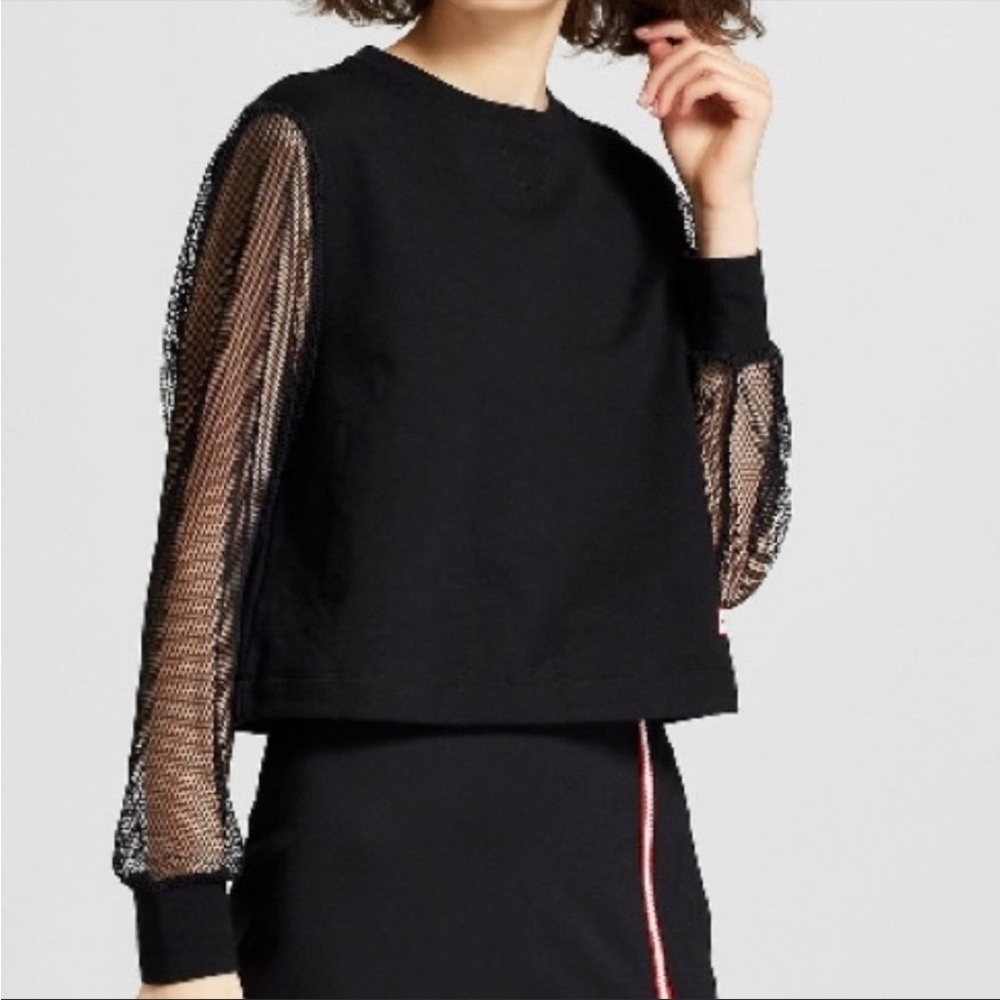 HUNTER for TARGET Womens Black Mesh Long Sleeve Sweatshirt.